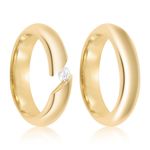Par Aliança Ouro 18k Abaulada 5mm Anatômica  Diamante 12pts (801363/1362)