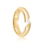 Par Aliança Ouro 18k Abaulada 5mm Anatômica  Diamante 12pts (801363/1362)