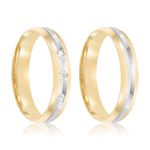 Par Aliança Ouro 18k Abaulada 4mm Diamantes (800037/038)