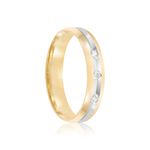 Par Aliança Ouro 18k Abaulada 4mm Diamantes (800037/038)
