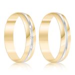 Par Aliança Ouro 18k Abaulada 4mm Diamantes (801522)