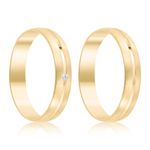 Par Aliança Ouro 18k Abaulada 3,7mm Diamante 1pts (801358/1359)