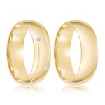 Par Aliança Ouro 18k Abaulada 6mm Anatômica  Diamantes  (800563/0496)