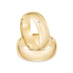 Par Aliança Ouro 18k Abaulada 6mm Anatômica  Diamantes  (800563/0496)