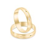 Par Aliança Ouro 18k Abaulada 3,7mm Diamante 1pts (801358/1359)