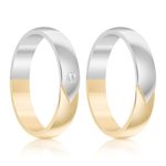 Par Aliança Ouro 18k Abaulada 4mm Diamante 2,25pts  (801430/801431)