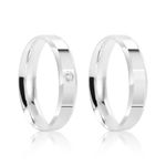Par Aliança Prata Reta Semi Anatômica 4mm 801303/801304