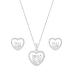 Conjunto Prata Coração Zircônia 3100694