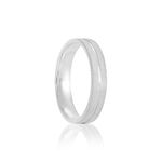 Aliança Prata Individual Reta Semi Anatômica Friso 4mm 801283