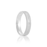 Aliança Prata Individual Reta Semi Anatômica Friso 4mm 801283