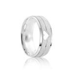 Aliança Prata Individual Reta Semi Anatômica Coração Friso 7mm 800813/800812