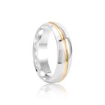 Aliança Prata Individual Abaulada Semi Anatômica Dourado Friso 6mm 800473/800472