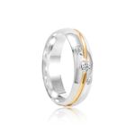 Aliança Prata Individual Abaulada Semi Anatômica Dourado Friso 6mm 800473/800472
