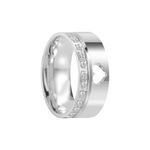 Aliança Prata Individual Reta Semi Anatômica Coração Friso 8mm 801320/801319