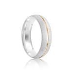 Aliança Prata Individual Abaulada Semi Anatômica Dourado Friso 6mm 801192