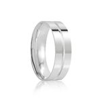 Aliança Prata Individual Reta Semi Anatômica Friso 6mm 801914/801915