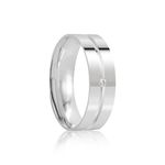 Aliança Prata Individual Reta Semi Anatômica Friso 6mm 801914/801915