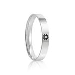 Aliança Prata Individual Reta Semi Anatômica Sol e Lua 3mm 801929/801930
