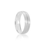 Aliança Prata Individual Reta Semi Anatômica Coração Friso 5,5mm 801243/801242