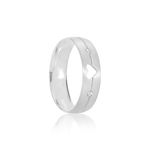 Aliança Prata Individual Reta Semi Anatômica Coração Friso 5,5mm 801243/801242