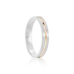 Aliança Prata Individual Reta Semi Anatômica Dourado Friso 3,5mm 801286/801285