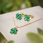 Pingente Ouro Amarelo 18k Trevo Zircônia 517035