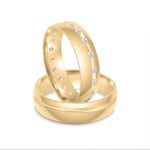 Par Aliança Ouro 18k Moissanite Abaulada 4,9mm  Semi Anatômica (802086/2085)