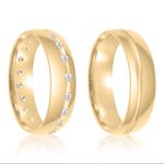 Par Aliança Ouro 18k Moissanite Abaulada 4,9mm  Semi Anatômica (802086/2085)