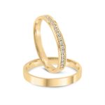 Par Aliança Ouro 18k Semi Anatômica 2,60mm Diamantes (802103/2781)