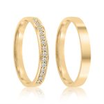 Par Aliança Ouro 18k Semi Anatômica 2,60mm Diamantes (802103/2781)