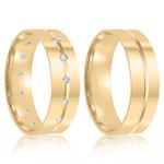 Par Aliança Ouro 18k Moissanite Semi Anatômica 5,70mm (802080/2079)