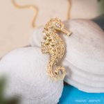 Pingente Ouro 18k Cavalo Marinho Zircônia 517477