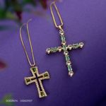 Gargantilha Ouro 18k Cruz Tsavorita Diamante 603157