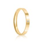 Aliança Ouro 18k Individual  Reta  Anatômica  2,5mm  Diamante  1  pts  (800889/0890)