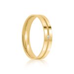 Aliança Ouro 18k Individual  Reta  Anatômica  4mm  Diamante  1,5  pts  (800863/0862)