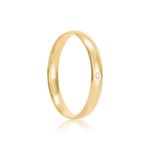 Aliança Ouro 18k Individual  Abaulada Anatômica  3mm  Diamante  1,5  pts  (800100/0103)