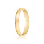 Aliança Ouro 18k Individual  Abaulado  3,2mm  Diamante  0,5  pts  (801818/1819)