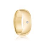 Aliança Ouro 18k Individual  Semi Anatômica  Abaulada  7mm  Diamante  3  pts  (801832/1833)