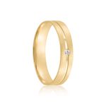 Aliança Ouro 18k individual  Reta  4mm  Diamante  1,5  pts  (802040/2041)