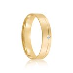 Aliança Ouro 18k individual  Reta  4mm  Diamante  1  pts  (802043/2044)