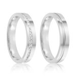 Par Aliança Prata Semi Anatômica Reta Friso 802156/802157
