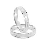 Par Aliança Prata  Reta Semi Anatômica Friso Coração  4mm  802168/802169