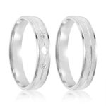 Par Aliança Prata  Reta Semi Anatômica Friso Coração  4mm  802168/802169