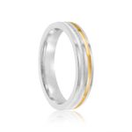 Par Aliança Prata  Reta  Semi Anatômica  Dourada  Friso  4mm  802170/802171