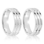 Par Aliança Prata  Reta Semi Anatômica  Friso 6mm 802176/802177