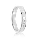 Aliança Prata Individual Reta Semi Anatômica Friso Coração 4mm 802168/802169