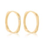 Par Aliança Ouro 10k  Quadrada  Zircônia  2,4mm  (801566/1643)