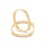Par Aliança Ouro 10k  Quadrada  Zircônia  2,4mm  (801566/1643)