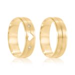 Par Aliança Ouro 10k  Reta  Zircônia  5,5mm  (801621/1665)