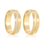 Par Aliança Ouro 10k  Abaulada  Zircônia  5,5mm  (801633/1671)